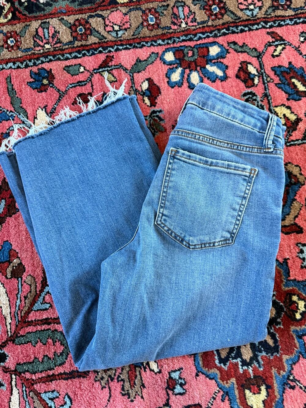 Kut from the Kloth Womens 0 Jeans Meg Denim Fab Ab Wide Leg Crop W/Raw Hem